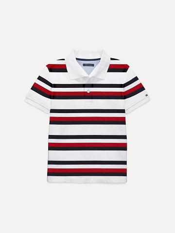 Fiú Tommy Hilfiger Big Signature Stripe Polos Fehér Színes | HU 2145JPQ